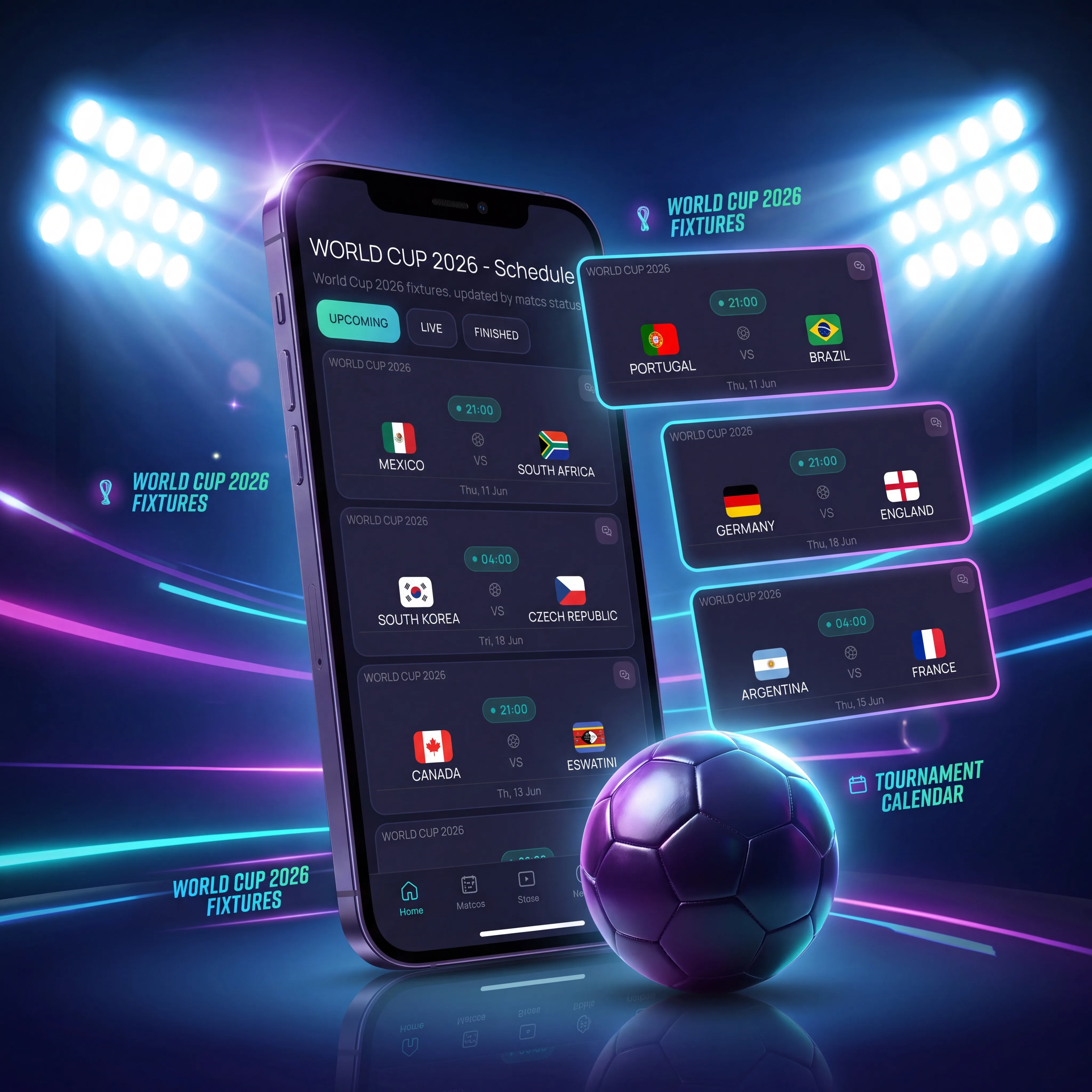 Football tournament fixtures and schedule illustration